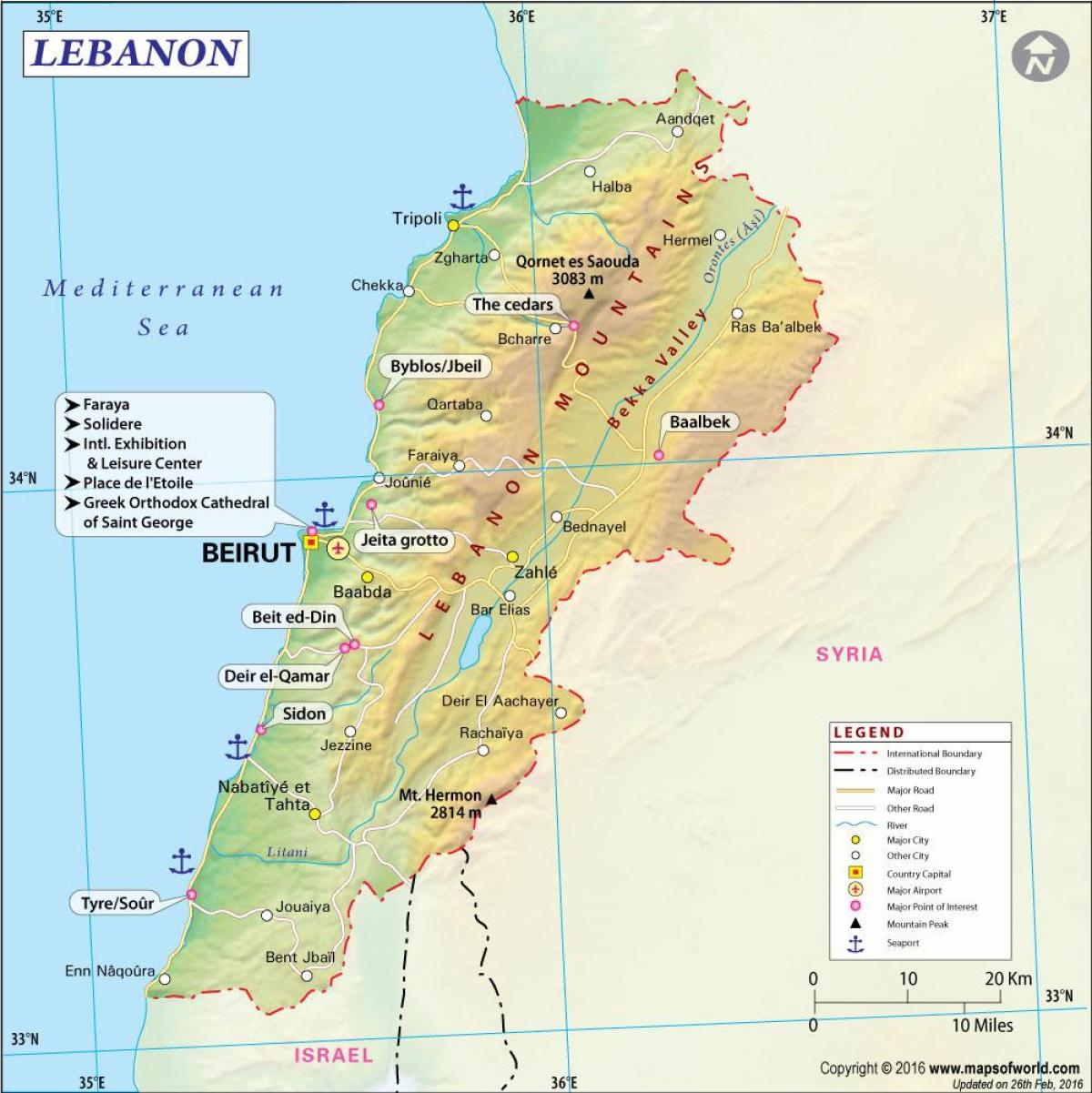 mapa do antigo Líbano