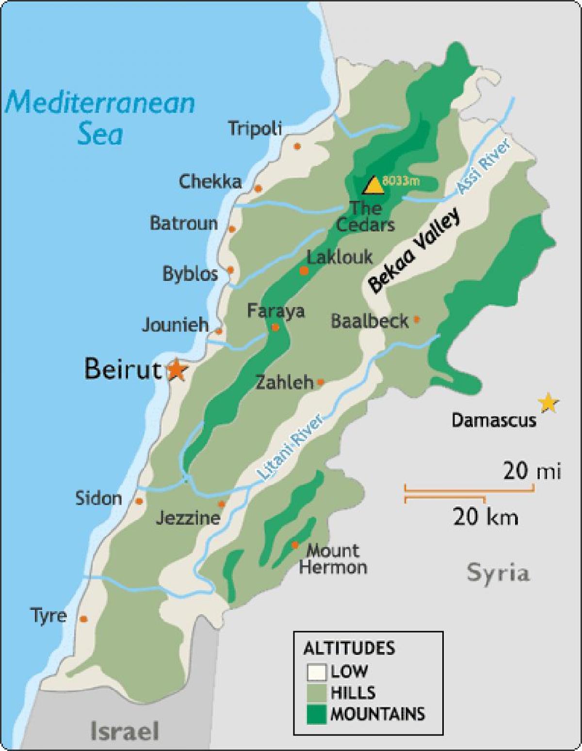 mapa de Líbano clima