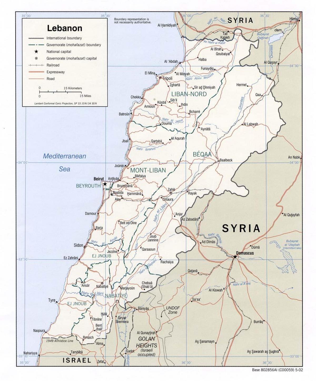 mapa de Líbano de alta escola