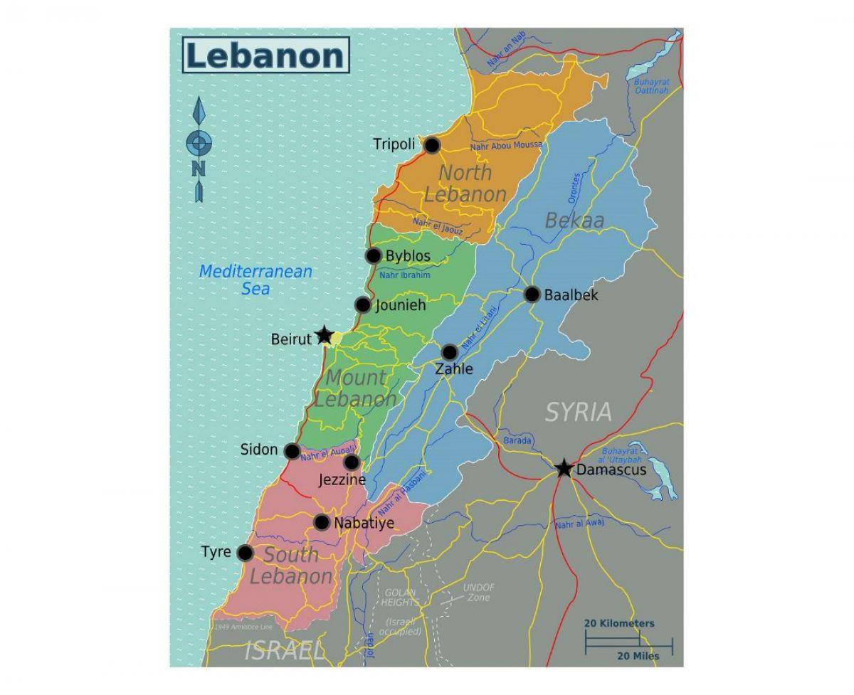 mapa de Líbano turística