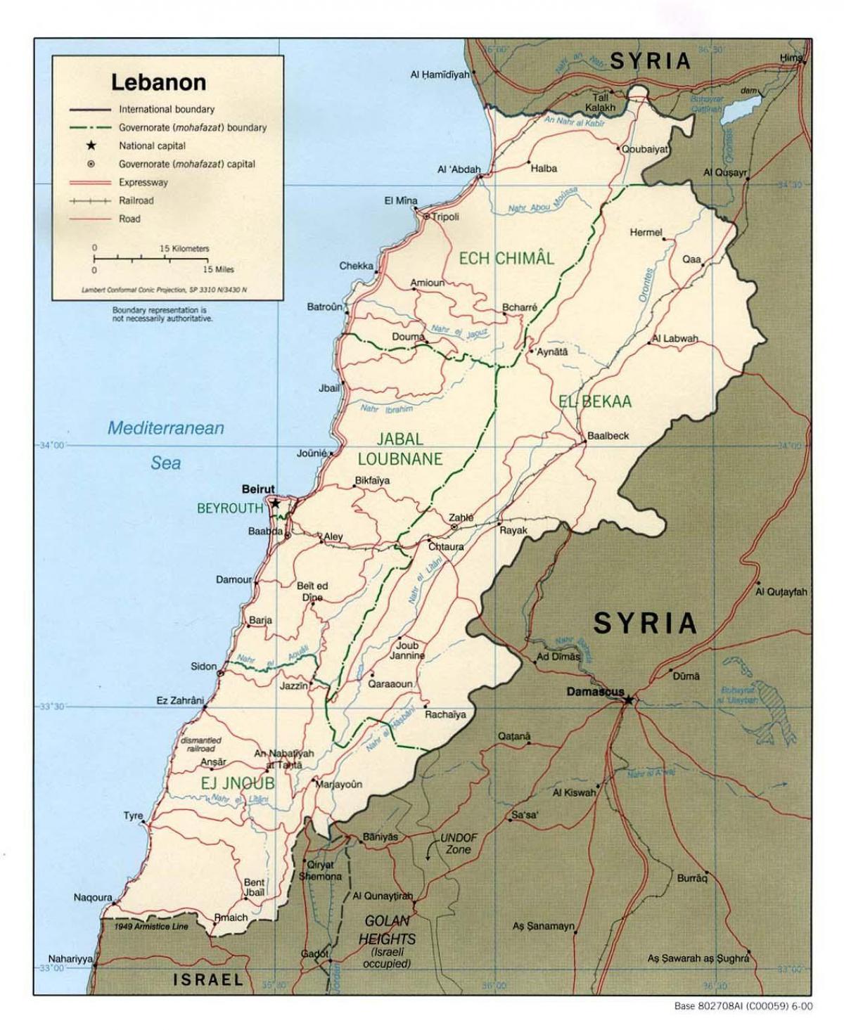 mapa Líbano