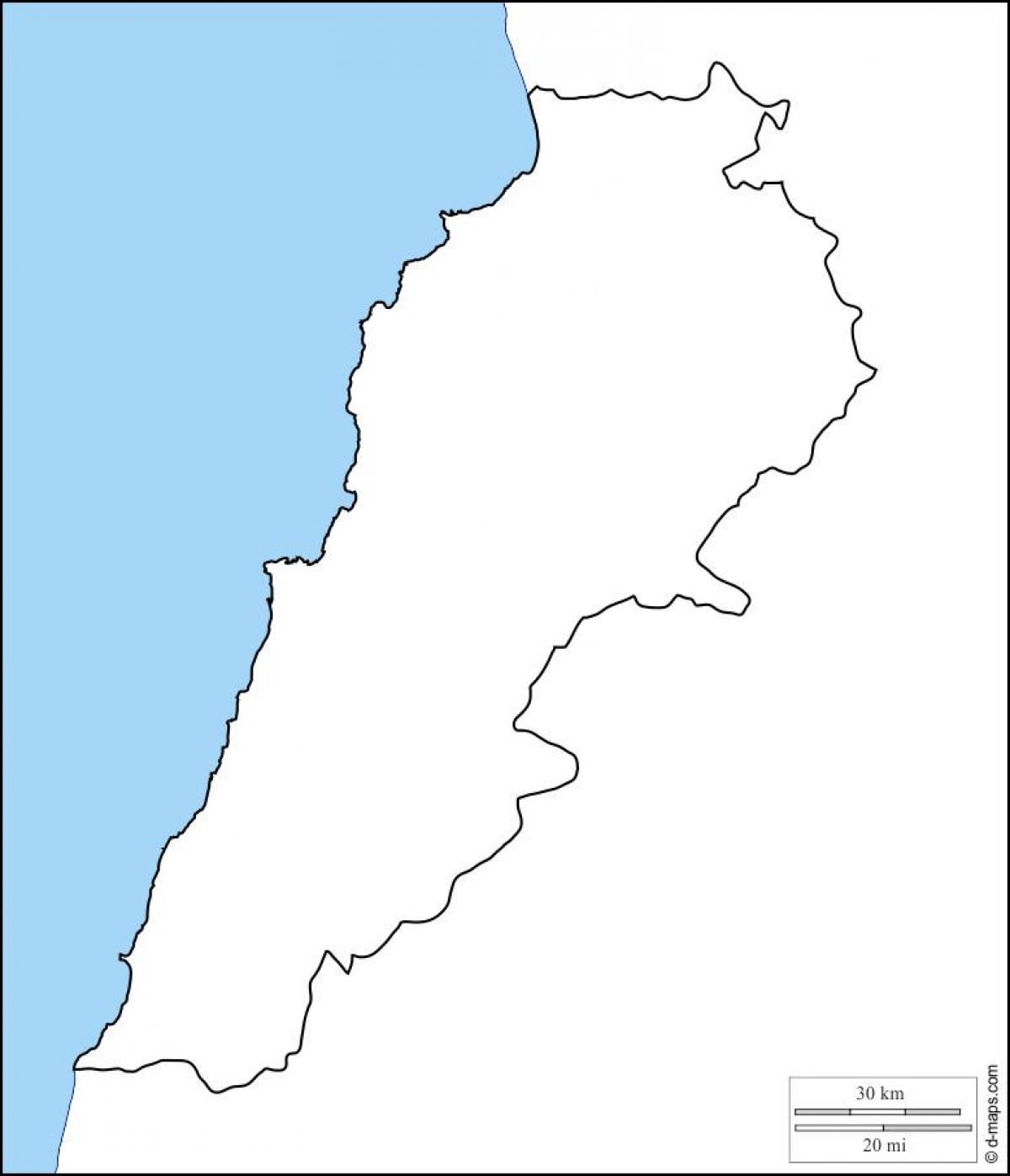 en branco mapa de Líbano